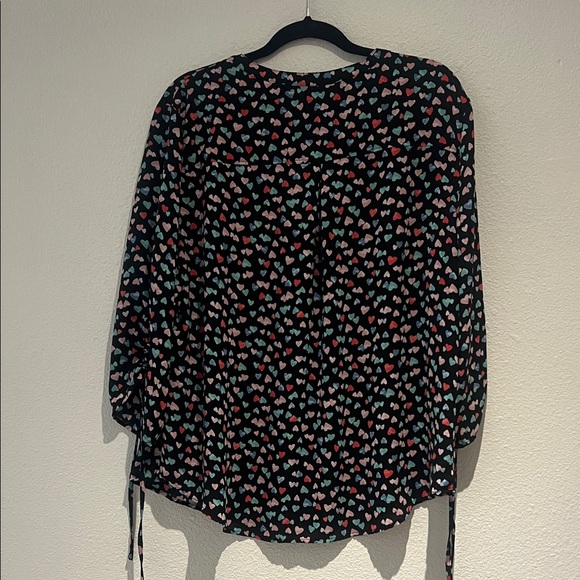 New York & Company Black Heart Print Blouse - Picture 7 of 8